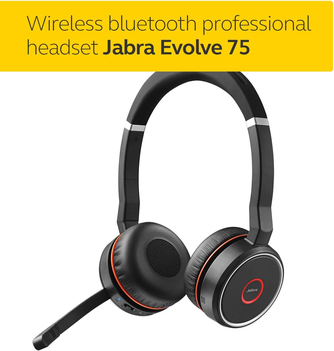 Jabra Evolve 75 UC Wireless Headset Bluetooth Headset with World-Class Speakers, Active Noise-Cancelling Microphone, Refurbished