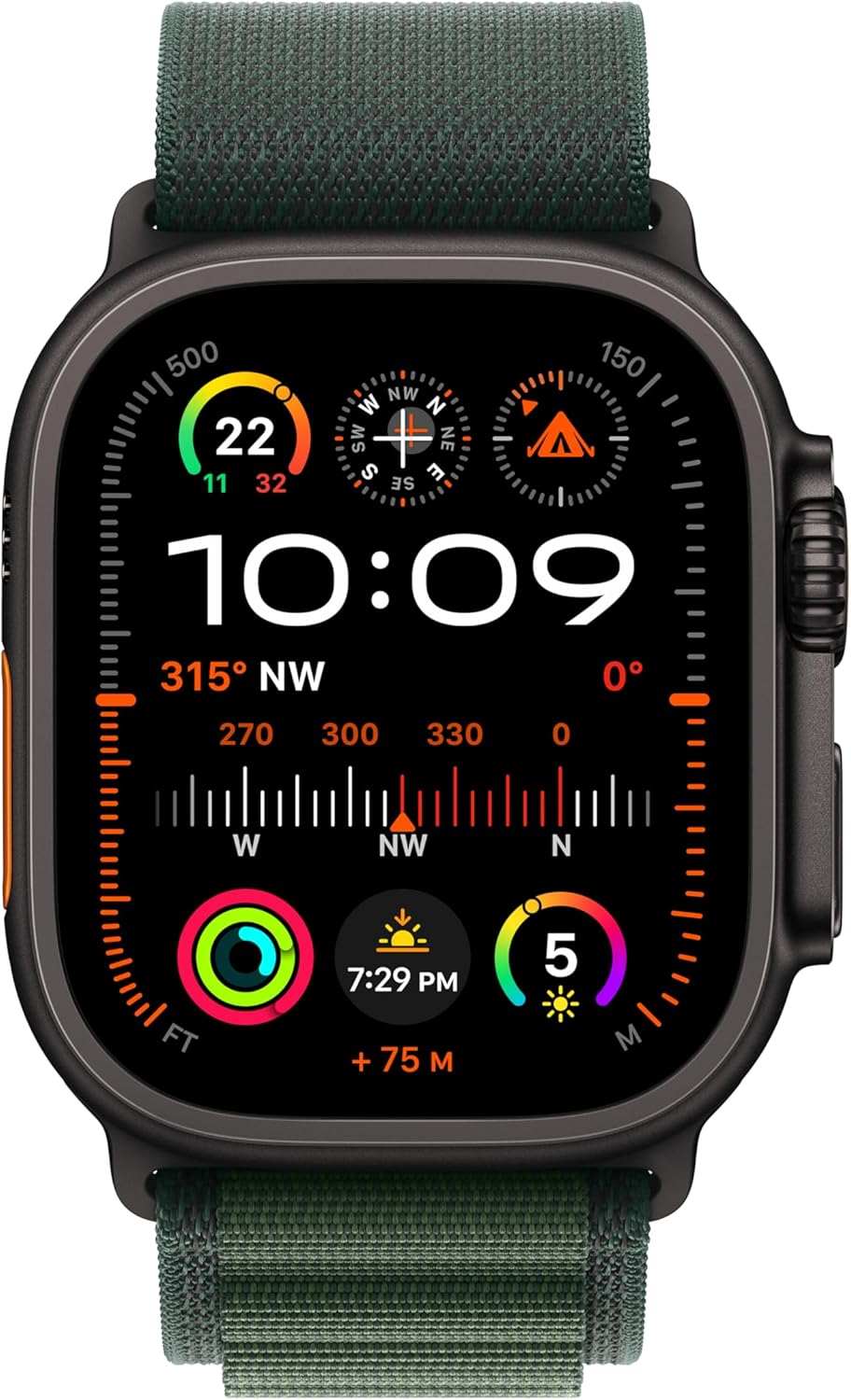 Apple Watch Ultra 2 [GPS + Cellular 49mm] Smartwatch, Sport Watch with Rugged Black Titanium Case with Dark Green Alpine Loop. New in the Box